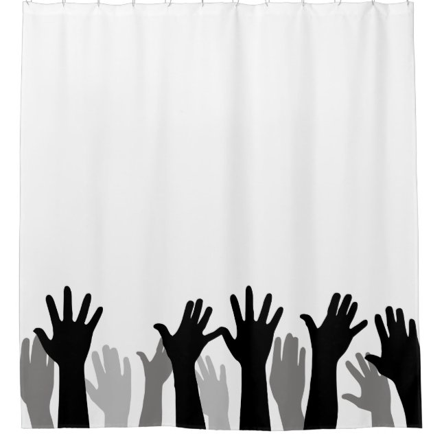Rideaux De Douche Silhouette des mains levées, levage de mains, prot (Devant)