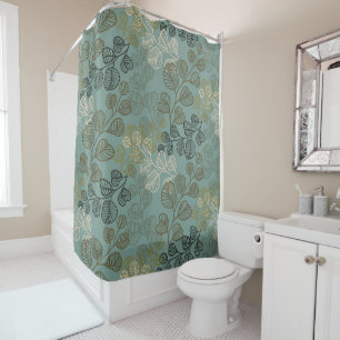 Rideaux De Douche Silhouettes feuillus florissants Sérénité douce
