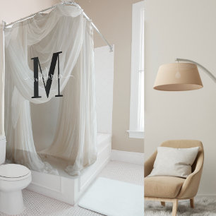 Rideaux De Douche Silice blanc Noir Gras Monogramme Mariage de scrip