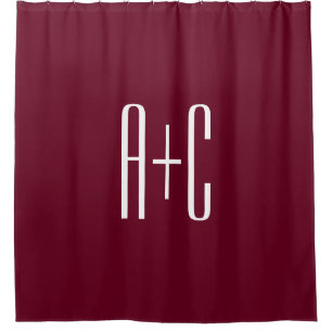 Rideaux De Douche Simple Couples   White & Burgundy