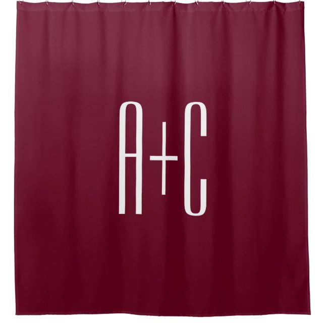 Rideaux De Douche Simple Couples | White & Burgundy (Devant)