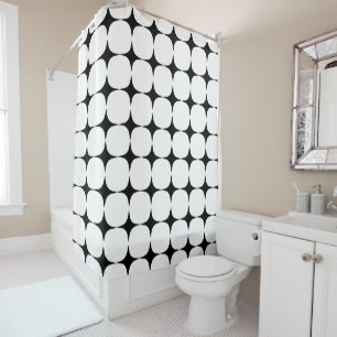 Rideaux De Douche Simple Motif moderne noir et blanc du milieu du si