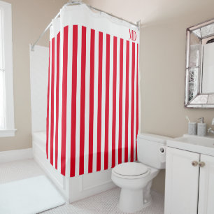 Rideaux De Douche Simple rouge et blanc rayé Noël initial