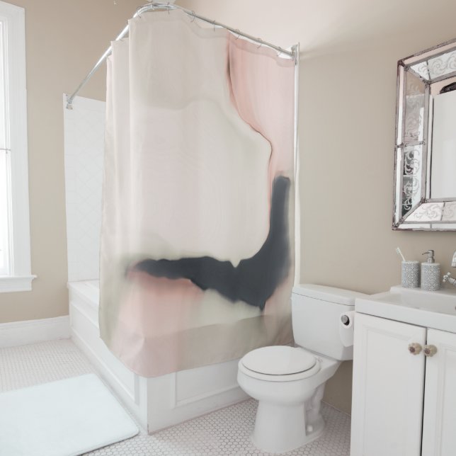 Rideaux De Douche Simples tourbillons noirs d'art abstrait (En situation)