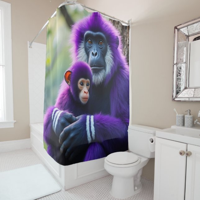 Rideaux De Douche Singe violet (En situation)