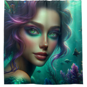 Rideaux De Douche "Sirène aux yeux verts"
