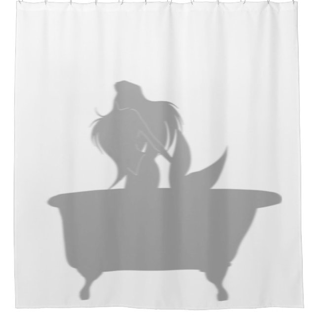 Rideaux De Douche Sirène Dans La Douche À Bain Silhouette Ombre Fun (Devant)