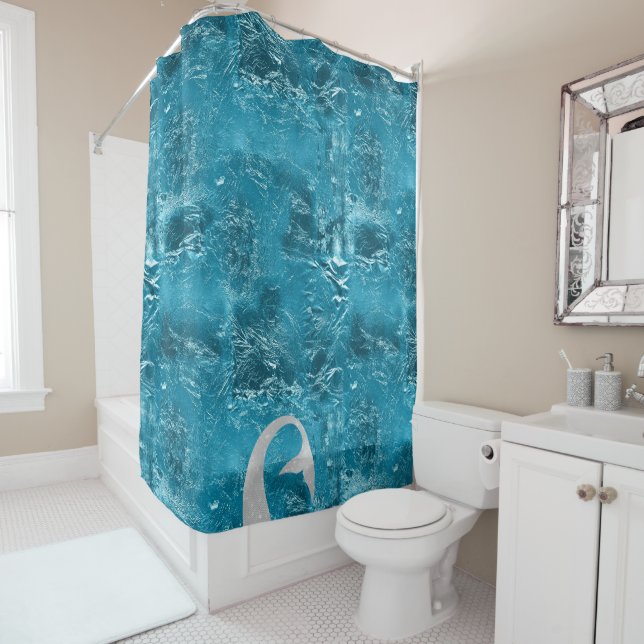 Rideaux De Douche Sirène d'argent Aqua (En situation)