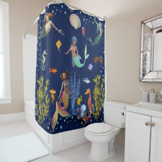 Rideaux De Douche sirènes vagues dessin