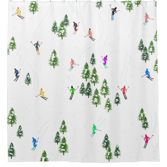 Rideaux De Douche Ski alpin Ski Ski Arbres d'hiver (Devant)