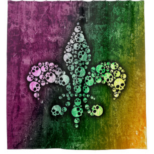 Rideaux De Douche Skull Fleur De Lis