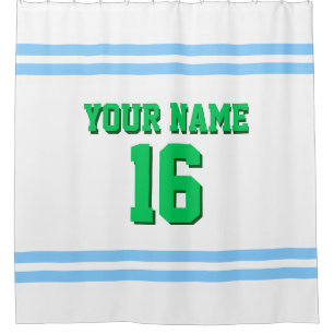 Rideaux De Douche Sky Blue White Stripes Sports Jersey