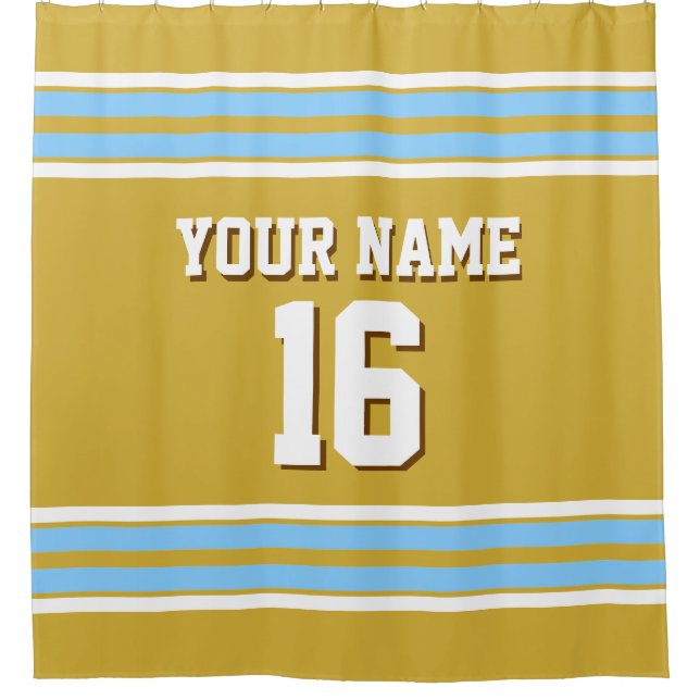 Rideaux De Douche Sky Blue White Stripes Sports Jersey (Devant)