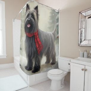Rideaux De Douche Skye Terrier Dog à Noël de neige