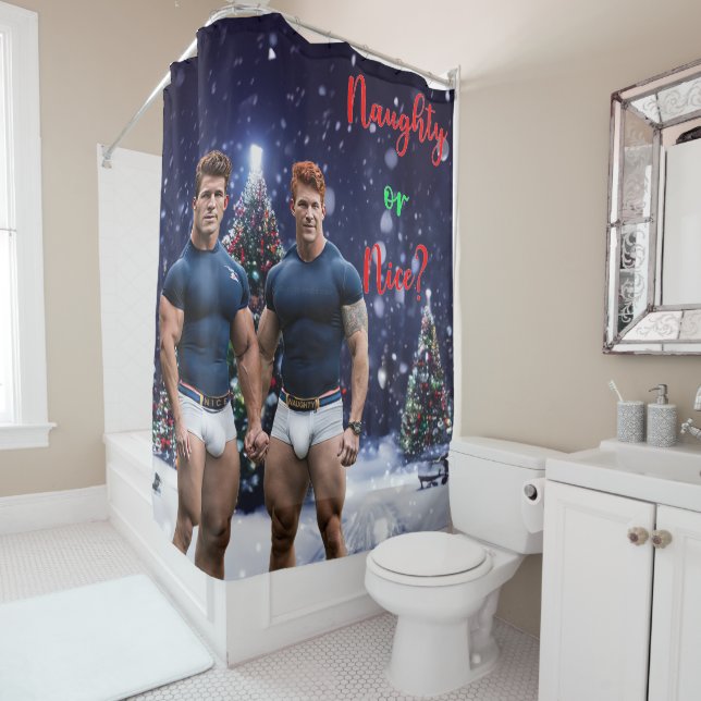 Rideaux De Douche SlipperyJoe's décoré enneigé de Noël tre (En situation)