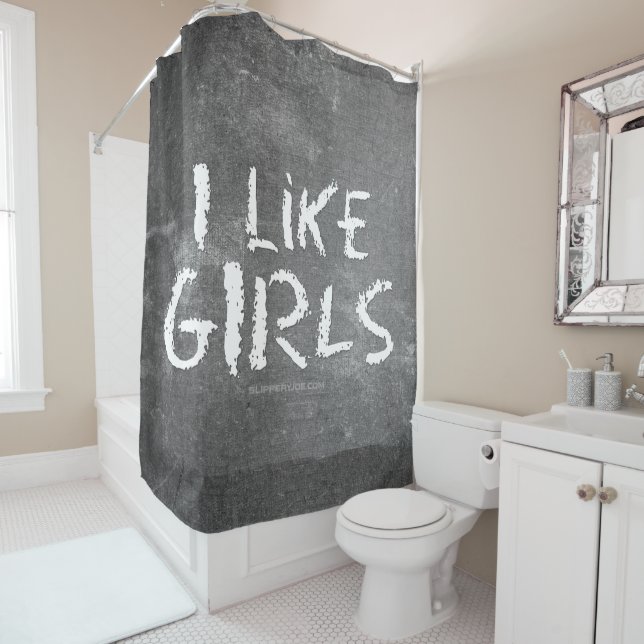 Rideaux De Douche SlipperyJoe's I Like Girls sale tableau noir t (En situation)