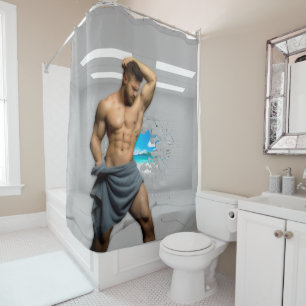 Rideaux De Douche SlipperyJoe's Man serviette brisée mur de brique b