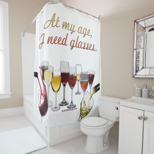 Rideaux De Douche SlipperyJoe's Vins Verres de raisins fermentés vin (En situation)