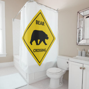Rideaux De Douche SlipperySignal de passage de l'ours de Joe silhoue