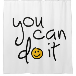 Rideaux De Douche Slogan you can do it, tu peux le faire ou tu le fa
