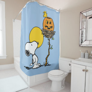 Rideaux De Douche Snoopy & Bois Nid Avec Jack O'Lantern