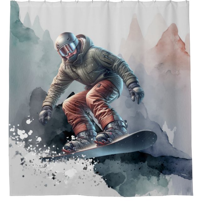 Rideaux De Douche Snowboardeur (Devant)