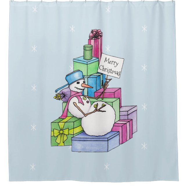 Rideaux De Douche Snowman chahut sur les cadeaux (Devant)
