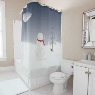 Rideaux De Douche Snowman de Noël avec Gold Star