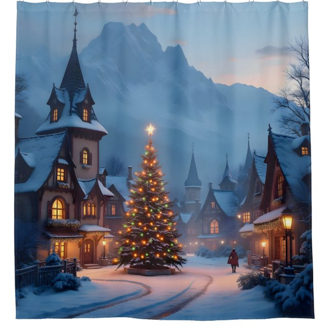 Rideaux De Douche Snowy Eve In The Square -  (Devant)