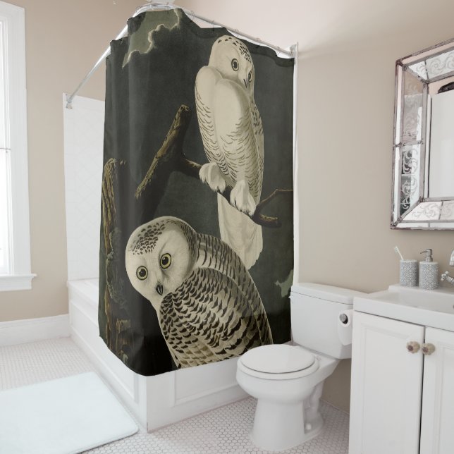 Rideaux De Douche Snowy Owl, John James Audubon's Birds of America (En situation)