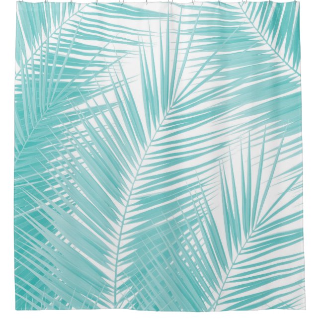 Rideaux De Douche Soft Turquoise Palm Feuilles Dream #1a (Devant)