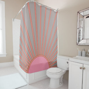 Rideaux De Douche Soleil Lever Rose Et Gris Soleil