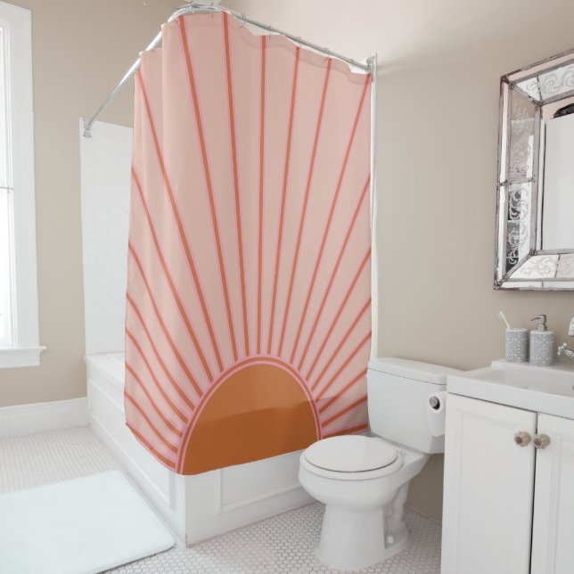 Rideaux De Douche Soleil lever Terracotta Terre Tons Soleil (En situation)
