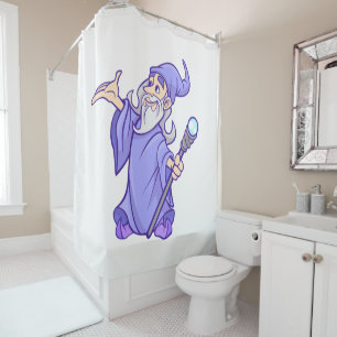 Rideaux De Douche Sorcière pourpre magique de magicien de magicien