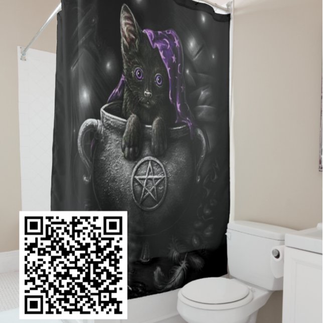 Rideaux De Douche Sorcières Black Kitten (Créateur téléchargé)