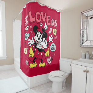 Rideaux De Douche Souris Mickey et Minnie   Je nous aime