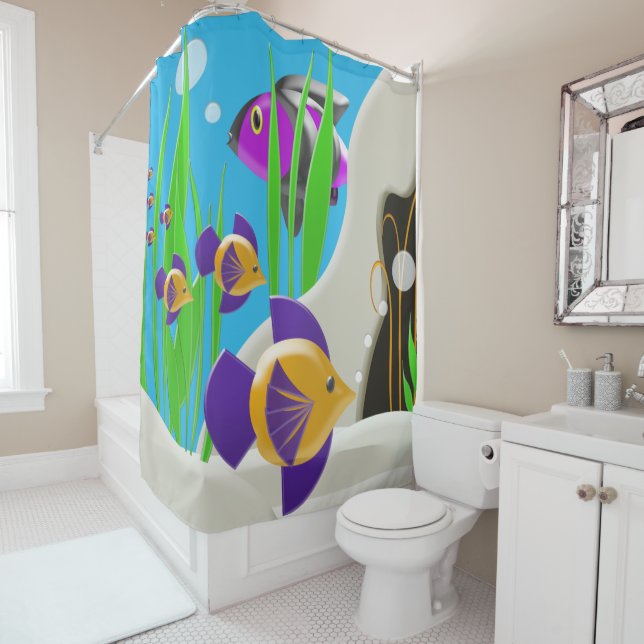Rideaux De Douche Sous la conception de l'aquarium Sea Fish (En situation)