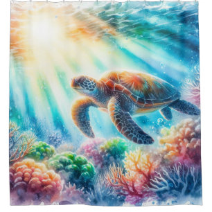 Rideaux De Douche Sous la tortue de mer