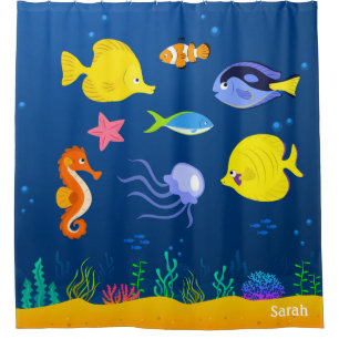Rideaux De Douche Sous l'algue d'étoiles de mer d'hippocampe de