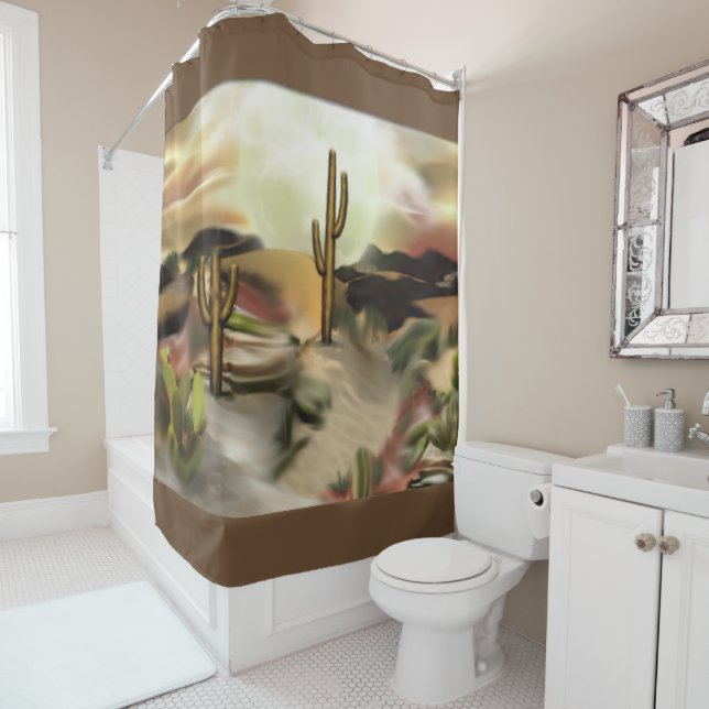 Rideaux De Douche Southwest Desert Sunrise Abstrait Art (En situation)