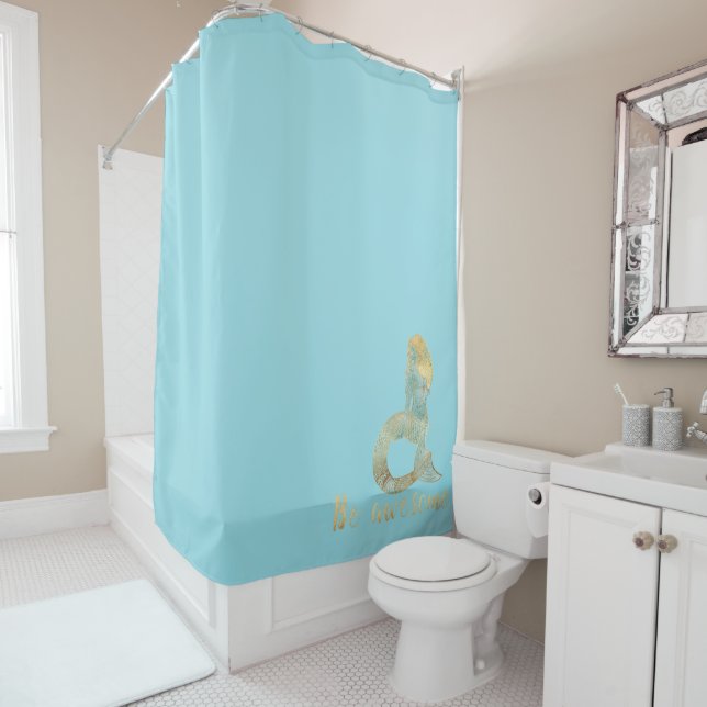 Rideaux De Douche Soyez génial Gold Aqua Sparkle Mermaid (En situation)