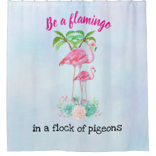 Rideaux De Douche Soyez un Flamant rose dans un troupeau de pigeons