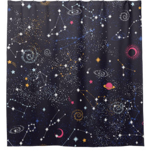 Rideaux De Douche Space Galaxy constellation sans couture motif