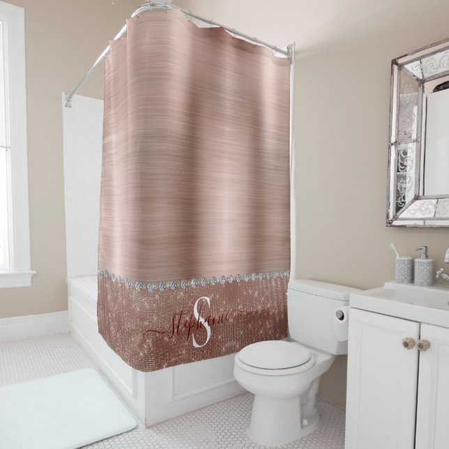 Rideaux De Douche Sparkle doré doré Rose féminin personnalisé (En situation)