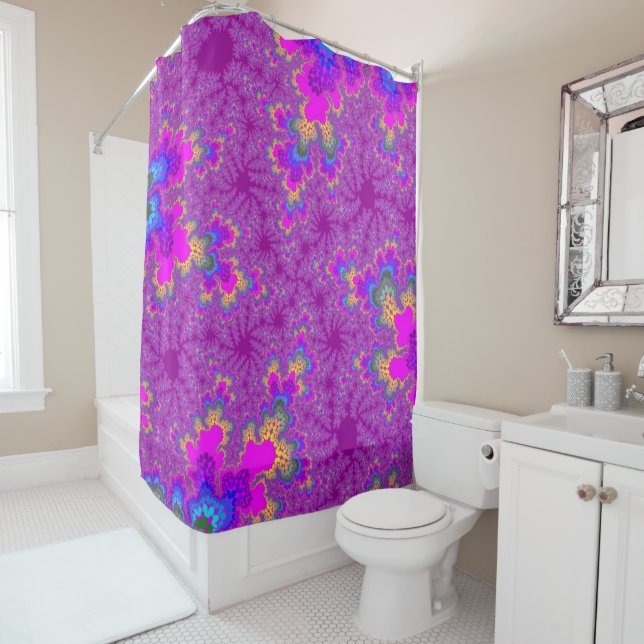 Rideaux De Douche Speckle arc-en-ciel rose (En situation)