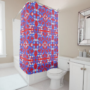 Rideaux De Douche Sphères rouge, blanc et bleu