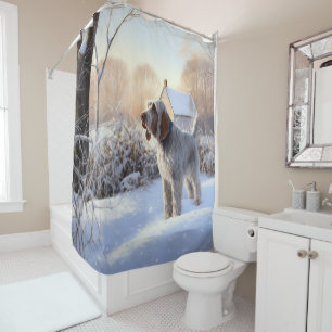 Rideaux De Douche Spinone Italiano Laisser Neige Noël
