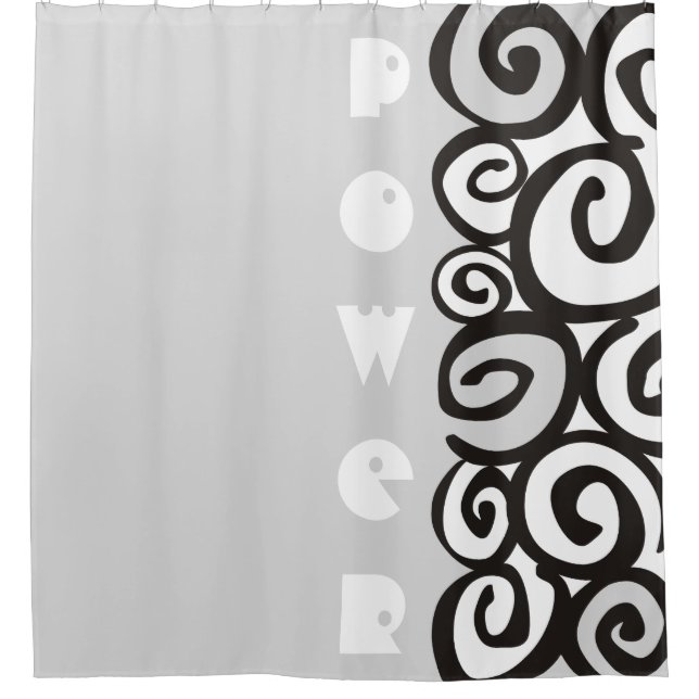 Rideaux De Douche Spirales Motif noir & blanc + vos idées (Devant)