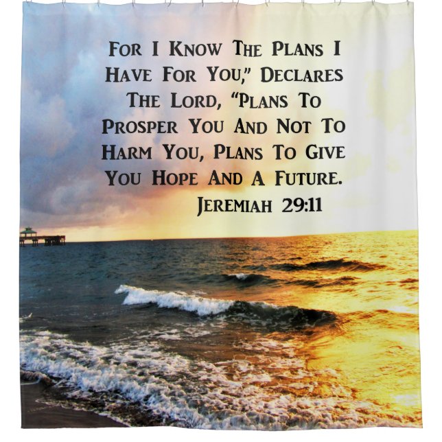 RIDEAUX DE DOUCHE SPIRITUEL JEREMIAH 29:11 CONCEPTION OCÉANIQUE (Devant)