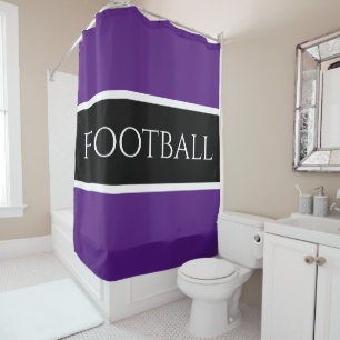 Rideaux De Douche Sport FOOTBALL Royal Violet Noir Blanc Rayures